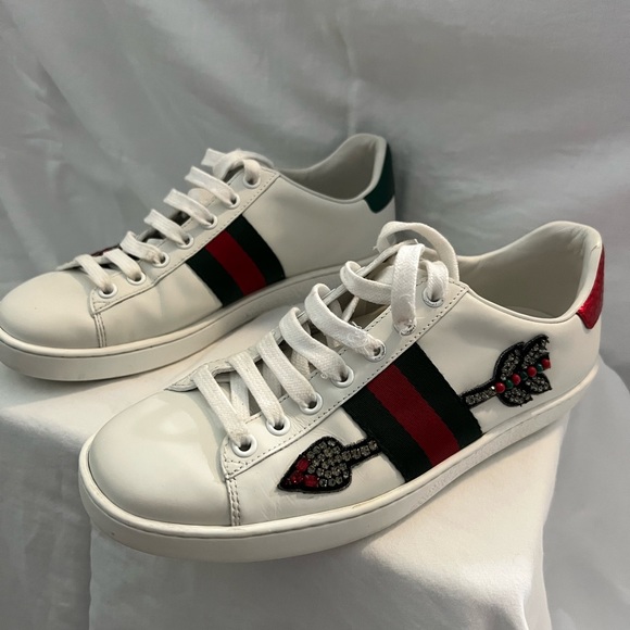 Gucci Ace Embroidered Arrow White/Red/Green Size 37 (7 US) - Picture 2 of 11